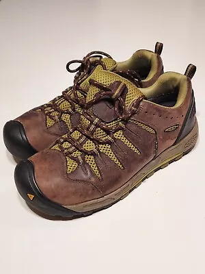 Keen Bryce Men’s Waterproof  Trail Hiking Shoes Size 9 Brown Leather Lime Mesh • $24.97