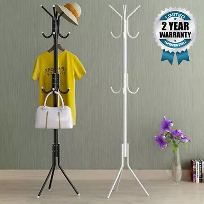 Metal Coat Stand Rack Clothes Stand Hat Handbag Hanger 170 Cm Tall Hall Tree • £9.98