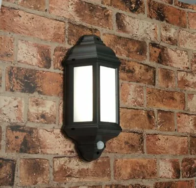 £25.28 • Buy HALBURY Outdoor LED Wall Light - PIR Motion Sensor Black Lantern Waterproof IP44
