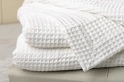 Santa Grace Honeycomb Waffle White Blankets Bed/Sofa/Couch Throws 100% Cotton • $34.99