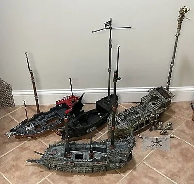 LOT 4 Ships Mega Bloks Pirates Of The Caribbean Flying Dutchman Black Pearl ++++ • $99