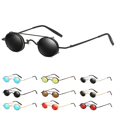 Retro Round Sunglasses Men Women 90's Vintage Gothic Steampunk Glasses Shades • $12.99