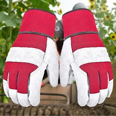 Gardening Rigger Gloves Heavy Duty Canadian Leather Garden Work Gauntlet Womens • £3.75