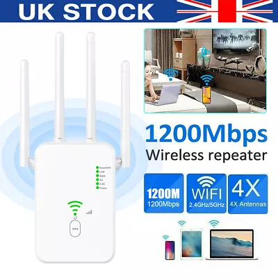 1200Mbps Wi-Fi Range Extender Repeater Wireless Amplifier Router Signal Booster • £9.90