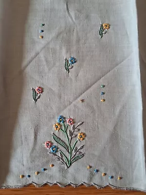 VINTAGE  EMBROIDERED APPLIQUÉD NAPKINS LIGHT BLUE AND PINK 13x22 NEW • $5