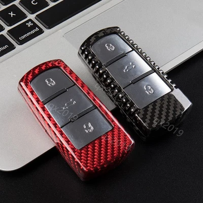 $59.26 • Buy Carbon Fiber Remote Start Car Key Case Cover Holder For VW Passat B6 CC Magotan
