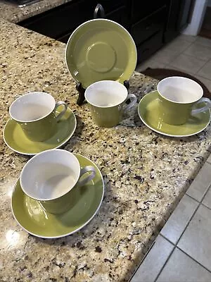 VINTAGE MIKASA DUPLEX DAHLIA BEN SEIBEL COFFEE CUPS W/SAUCERS X 4 (3400) • $15