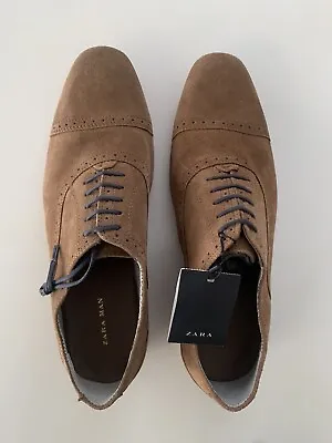 $49.99 • Buy Zara Man Men's Suede Oxford Shoes Brown Size 9 NWT Back To School