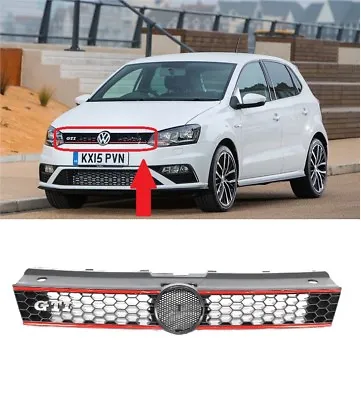 For Vw Polo 6r Gti 2009-2014 Front Bumper Main Centre Grille Black Red Mesh  • $67.68