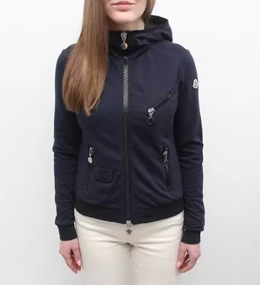 Women's MONCLER Maglia Cardigan Full Zip Jacket Hoody Blue Size XS Fits S • $189