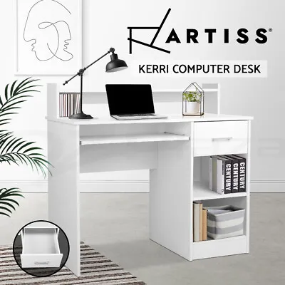 Artiss Computer Desk Shelf Drawer Cabinet Home Office Study Table White 100CM • $129.95