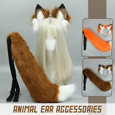 Women Sexy Cosplay Fur Fox Wolf Ears Headband Tail Anime Cosplay Props Costume • $32.01