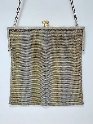 Antique Binder Brothers CHAIN MAIL SOLDERED MESH Flapper Purse GREEK KEY Pattern • $9.95