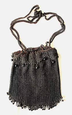 Unusual Vintage  1920's-30's Art Deco Flapper Style Steel Mesh Beggars Bag Purse • $9.99