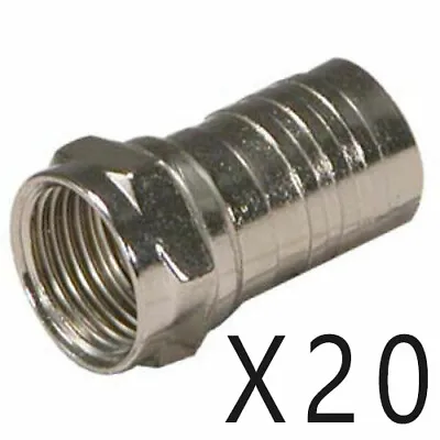 20 Pack Lot - F-Type One Piece Crimp On Connector Male Plug For RG6 Coax Cable • $7.95