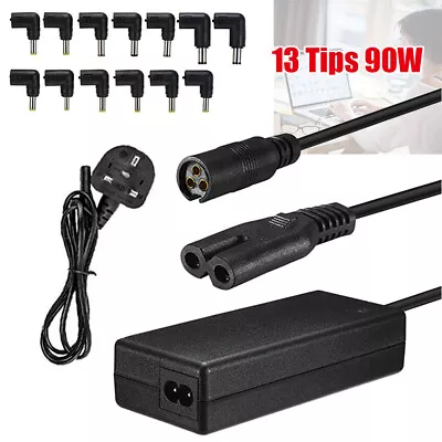 13 Tips Heads Universal Adapter DC AC Power Supply Charger Multi Laptop Notebook • £14.86