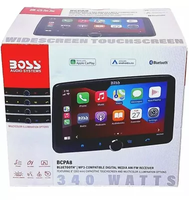 Boss BCPA8 Apple CarPlay Bluetooth Single Din 8  Floating LCD Car Stereo Player • $119.99