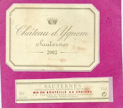 Sauternes 1st Gcc Label + Counter Chateau D'yquem 2002 §31/10/22§ • £22.66