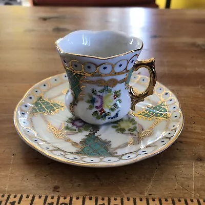 Vintage Limoges France Demitasse Cup & Saucer Floral & Gold Antique • $35