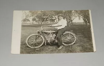 Original Early 1900s Indian Motorcycle Real Photo Postcard Rppc Great Image! • $26