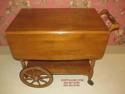 Ethan Allen Heirloom Nutmeg Maple Drop-Leaf Tea Cart Serving Wagon 10 6085 • $499.99