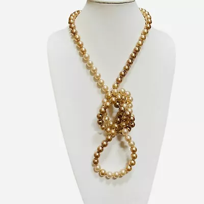 1960s Pop Bead Necklace Bracelet 2 Tone Golden Cream Plastic Pop It Convertible • $59