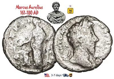 Ancient Roman Empire Coin Silver Denarius Marcus Aurelius 161 180 AD #30045 • $42.40