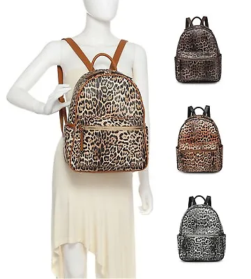 £22.99 • Buy BVoutique Leopard Print Medium Backpack Woman Lady Girl Faux Leather Back Bag