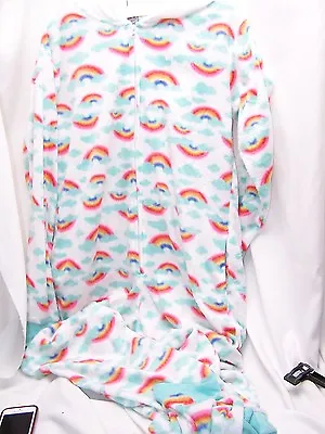 Body Candy Plush Unicorn One Piece Hooded Size Large NEW Rainbow • $36.91