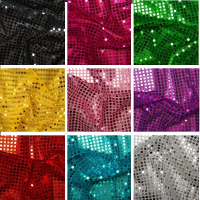 £3.15 • Buy 6mm Sequin Jersey Shiny Sparkly Nylon Fabric Fancy Dress Metallic Costume