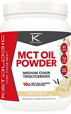 Ketologic MCT Oil Powder (1 LB) (French Vanilla) (41 Servings) • $30.02