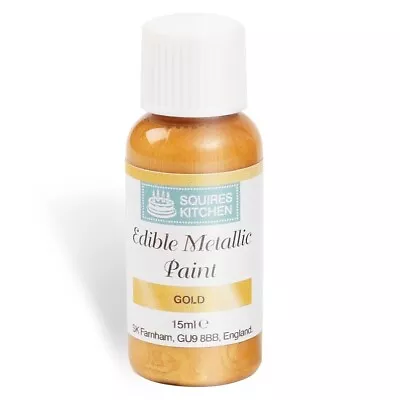 Edible Gold Paint - Squires Kitchen Metallic Gold 15 Ml Cake Decorating • £6.97