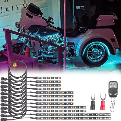 12x Motorcycle RGB LED Underglow Strip Lights For Harley Electra Glide Tri Glide • $39.16