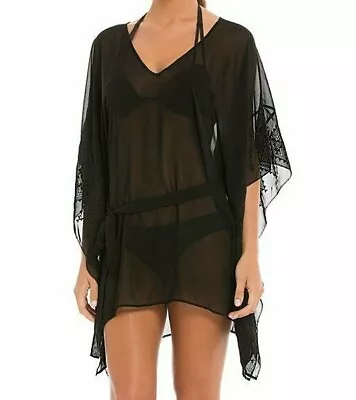 NWT A.Che Bikini Swimsuit Sheer Embroidered Cape-Sleeve Cover-Up Size M L • $14.99