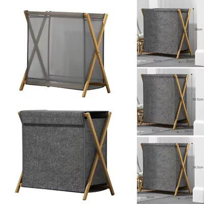 Laundry Basket Dirty Clothes Bin Hamper Bag Stand Collapsible Storage Organizer • £13.94