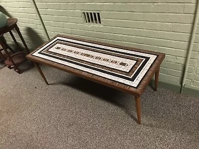 Vtg Mid Century Modern Mcm Mosaic Porcelain Tile Top Coffee Table 48 5/8 X18.5”  • $1100