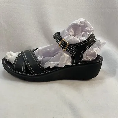 Skechers Memory Foam Adjustable Strap Leather Sandals Black Size 10 • $15