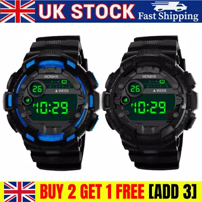 Mens Watches Military Army Walking Sports Digital LED Watch Splashproof NEW UK • £7.99