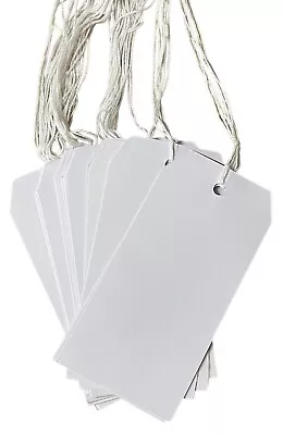 30Pcs CARD LUGGAGE Gift TAGS STRING Blank Tie On Labels Suitcase WHITE • £3.98