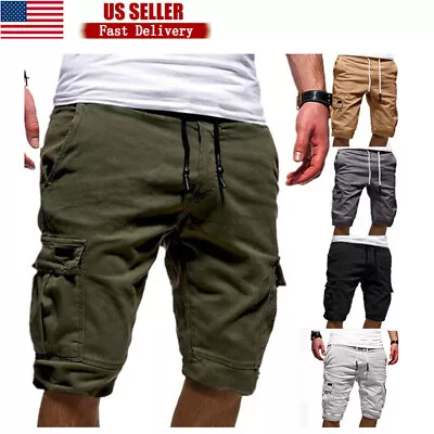 Mens Cargo Shorts Pants Casual Chino Fashion Summer 6-Pockets Beach Trousers • $14.43