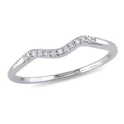 Miadora 10k White Gold Diamond Accent Curved Wedding Or Any Time Band • $199