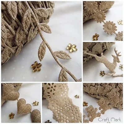     Hessian Burlap Jute Style Lilen Trim Ribbon Craft Sewing Rustic Wedding Folk • £1.49