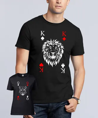 £9.98 • Buy King & Queen T-Shirt Matching Couple Ace Of Heart Poker Playing Cards Men Women