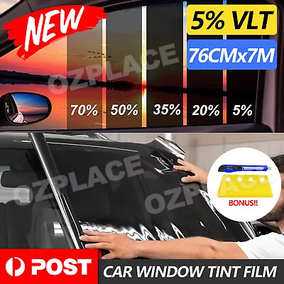 $19.45 • Buy Window Tint Film 5% VLT Black Roll 76cm X 7m Car Auto House Home Tools Kit AU
