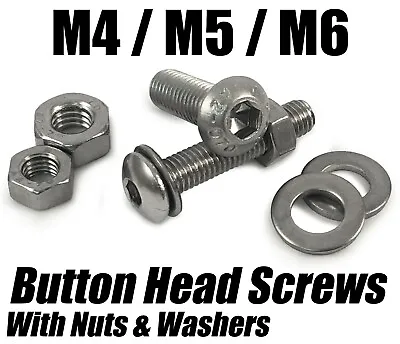 £23.56 • Buy M4 M5 M6 Button Head Screws Socket Bolts With Hex Nuts & Washers Stainless Steel
