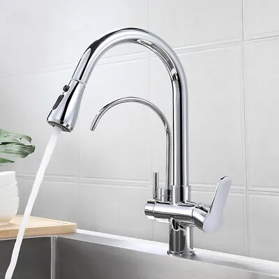 £59 • Buy 3 Ways Kitchen Mixer Taps Pure Water Filter Pull Out Spray Head Swivel Spout Tap