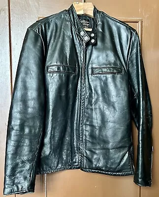 Vintage Cafe Racer Steerhide Jacket Mens 38 Sears The Leather Shop Heavy Weight • $45