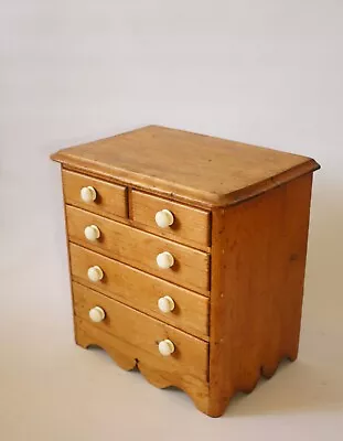 £195 • Buy Sweet Antique Miniature Pine Collectors Chest Original Handles 35cm T