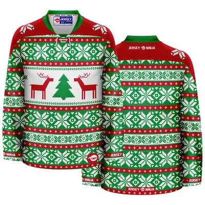 Christmas Winter Greens Ugly Sweater Hockey Jersey • $99.95