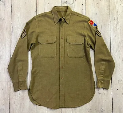 Vintage WW2 Wool Button Up Shirt Size Medium • $4.99